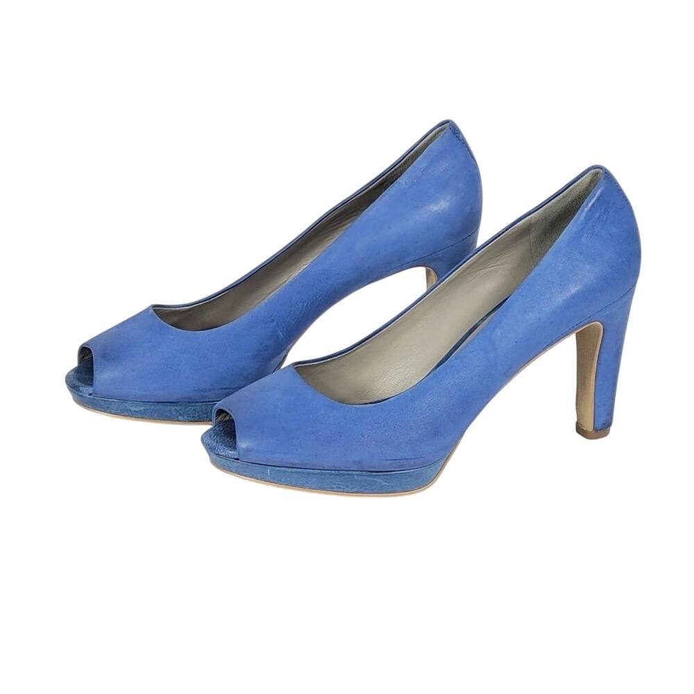 Ecco Blue Peep-Toe Heels Size EU 39 (US8-8.5)